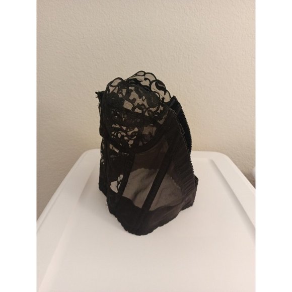 Women's Vintage Victoria's Secret Black Sheer Lace Bustier Corset Top Size 34B - Picture 7 of 11
